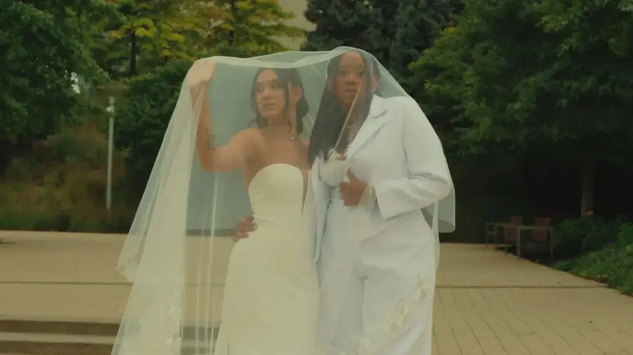 Still from the wedding film for Natalie & Sydney.